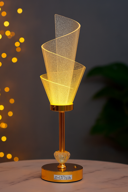 Elegant Spiral Design Bedside Lamp – Premium Gold Finish