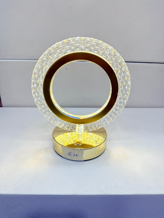 Crystal Ring LED Table Lamp – Modern Circular Night Light for Home Decor