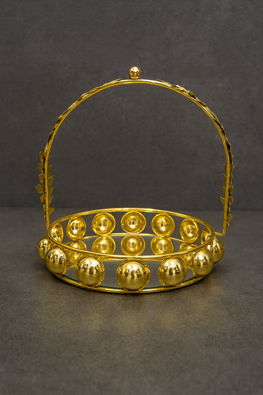 Luxury Gold Centerpiece Display Basket with Crystal Detailing