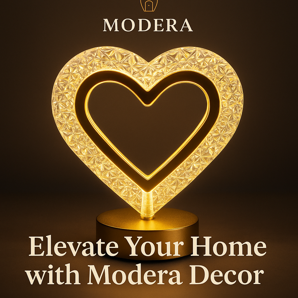 Luxury Heart LED Desk Lamp – Crystal Design Night Light